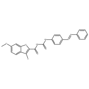 Benzo[b]thiophene-2-carboxamide, 3-chloro-6-methoxy-N-[[[4-(2-phenyldiazenyl)phenyl]amino]thioxomethyl]- Structure