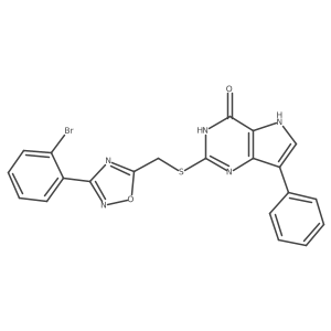 2-(((3-(2-bromophenyl)-1,2,4-oxadiazol-5-yl)methyl)thio)-7-phenyl-3H-pyrrolo[3,2-d]pyrimidin-4(5H)-one Structure