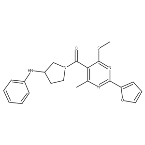 1-[2-(furan-2-yl)-4-methyl-6-(methylsulfanyl)pyrimidine-5-carbonyl]-N-phenylpyrrolidin-3-amine结构式