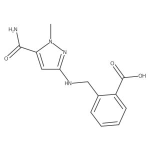 2-{[(5-carbamoyl-1-methyl-1H-pyrazol-3-yl)amino]methyl}benzoic acid结构式