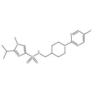 N-((1-(5-fluoropyrimidin-2-yl)piperidin-4-yl)methyl)-2-isopropyl-1-methyl-1H-imidazole-4-sulfonamide结构式
