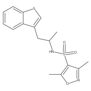 N-(1-(benzo[b]thiophen-3-yl)propan-2-yl)-3,5-dimethylisoxazole-4-sulfonamide结构式