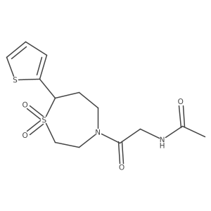 N-(2-(1,1-dioxido-7-(thiophen-2-yl)-1,4-thiazepan-4-yl)-2-oxoethyl)acetamide结构式