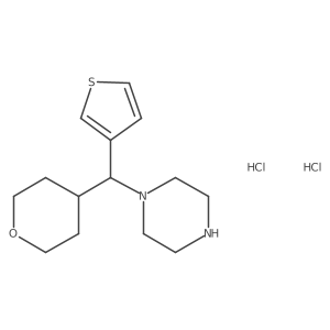 1-((tetrahydro-2H-pyran-4-yl)(thiophen-3-yl)methyl)piperazine dihydrochloride结构式