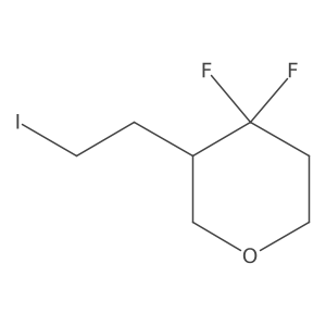 4,4-Difluoro-3-(2-iodoethyl)oxane结构式