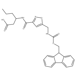 (3S)-3-({5-[({[(9H-fluoren-9-yl)methoxy]carbonyl}amino)methyl]-1,2-oxazol-3-yl}formamido)hexanoic acid结构式