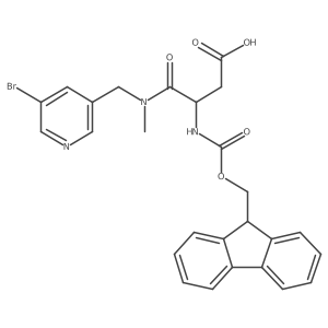 3-{[(5-bromopyridin-3-yl)methyl](methyl)carbamoyl}-3-({[(9H-fluoren-9-yl)methoxy]carbonyl}amino)propanoic acid结构式