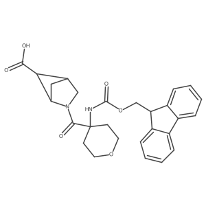 2-[4-({[(9H-fluoren-9-yl)methoxy]carbonyl}amino)oxane-4-carbonyl]-2-azabicyclo[2.1.1]hexane-5-carboxylic acid结构式