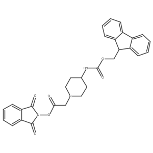 1,3-dioxo-2,3-dihydro-1H-isoindol-2-yl 2-[4-({[(9H-fluoren-9-yl)methoxy]carbonyl}amino)piperidin-1-yl]acetate结构式