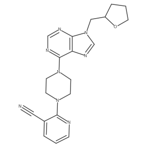 2-(4-{9-[(oxolan-2-yl)methyl]-9H-purin-6-yl}piperazin-1-yl)pyridine-3-carbonitrile结构式