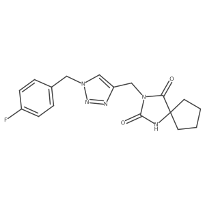3-({1-[(4-fluorophenyl)methyl]-1H-1,2,3-triazol-4-yl}methyl)-1,3-diazaspiro[4.4]nonane-2,4-dione结构式