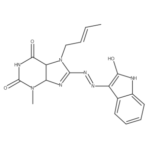 7-[(E)-but-2-enyl]-8-[(2-hydroxy-1H-indol-3-yl)diazenyl]-3-methyl-4,5-dihydropurine-2,6-dione结构式