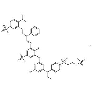 Cuprate(4-), [2-[[[[3-[[4-chloro-6-[ethyl[4-[[2-(sulfooxy)ethyl]sulfonyl]phenyl]amino]-1,3,5-triazin-2-yl]amino]-2-(hydroxy-kappaO)-5-sulfophenyl]azo-kappaN2]phenylmethyl]azo-kappaN1]-4-sulfobenzoato(6-)-kappaO]-, (SP-4-3)- Structure