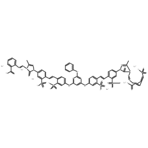 Dicopper;pentasodium;2-[[1-[4-[2-[4-[[4-anilino-6-[4-[2-[4-[4-[(2-carboxylatophenyl)diazenyl]-3-methyl-5-oxopyrazol-4-id-1-yl]-2-sulfonatophenyl]ethenyl]-3-sulfonatoanilino]-1,3,5-triazin-2-yl]amino]-2-sulfonatophenyl]ethenyl]-3-sulfonatophenyl]-3-methyl-5-oxopyrazol-4-id-4-yl]diazenyl]-5-sulfonatobenzoate Structure