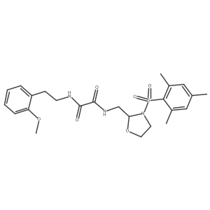 N1-((3-(mesitylsulfonyl)oxazolidin-2-yl)methyl)-N2-(2-methoxyphenethyl)oxalamide结构式