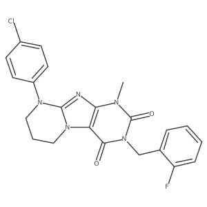 9-(4-chlorophenyl)-3-(2-fluorobenzyl)-1-methyl-6,7,8,9-tetrahydropyrimido[2,1-f]purine-2,4(1H,3H)-dione Structure