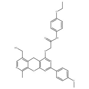 N-(4-ethoxyphenyl)-2-((6-(hydroxymethyl)-2-(4-methoxyphenyl)-9-methyl-5H-pyrido[4',3':5,6]pyrano[2,3-d]pyrimidin-4-yl)thio)acetamide Structure