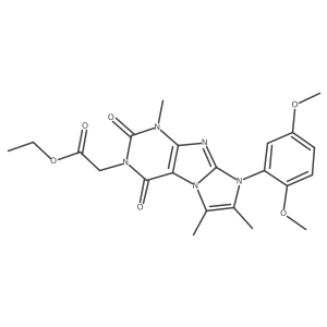 ethyl 2-(8-(2,5-dimethoxyphenyl)-1,6,7-trimethyl-2,4-dioxo-1H-imidazo[2,1-f]purin-3(2H,4H,8H)-yl)acetate Structure