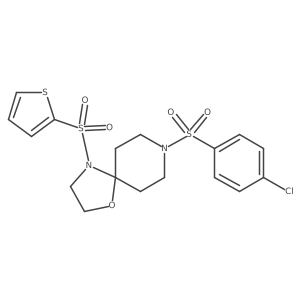 8-(4-Chlorophenyl)sulfonyl-4-(2-thienylsulfonyl)-1-oxa-4,8-diazaspiro[4.5]decane结构式