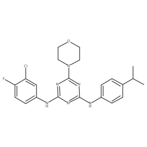 N2-(3-chloro-4-fluorophenyl)-N4-(4-isopropylphenyl)-6-morpholino-1,3,5-triazine-2,4-diamine结构式