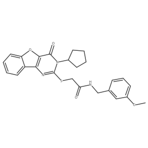 2-[(3-cyclopentyl-4-oxo-3,4-dihydro[1]benzofuro[3,2-d]pyrimidin-2-yl)sulfanyl]-N-(3-methoxybenzyl)acetamide Structure