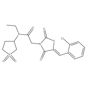 2-[(5Z)-5-(2-chlorobenzylidene)-2,4-dioxo-1,3-thiazolidin-3-yl]-N-(1,1-dioxidotetrahydrothiophen-3-yl)-N-ethylacetamide结构式