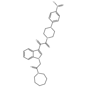 1-(1-(2-(azepan-1-yl)-2-oxoethyl)-1H-indol-3-yl)-2-(4-(4-nitrophenyl)piperazin-1-yl)ethane-1,2-dione结构式