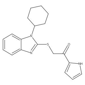 2-[(1-cyclohexyl-1H-1,3-benzodiazol-2-yl)sulfanyl]-1-(1H-pyrrol-2-yl)ethan-1-one结构式