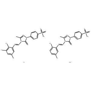 Chromate(1-), (4-(4-((5-chloro-2-hydroxyphenyl)azo)-4,5-dihydro-3-methyl-5-oxo-1H-pyrazol-1-yl)benzenesulfonamidato(2-))(4-(4-((3,5-dichloro-2-hydroxyphenyl)azo)-4,5-dihydro-3-methyl-5-oxo-1H-pyrazol-1-yl)benzenesulfonamidato(2-))-, sodium Structure