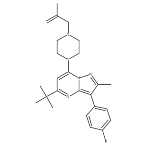 5-Tert-butyl-3-(4-fluorophenyl)-2-methyl-7-[4-(2-methylprop-2-en-1-yl)piperazin-1-yl]pyrazolo[1,5-a]pyrimidine结构式