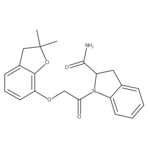 1-(2-((2,2-Dimethyl-2,3-dihydrobenzofuran-7-yl)oxy)acetyl)indoline-2-carboxamide结构式