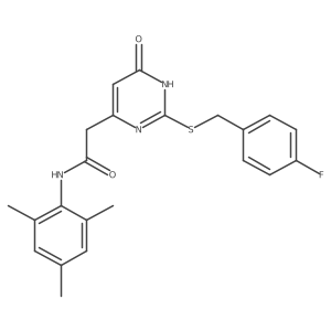 2-(2-((4-fluorobenzyl)thio)-6-oxo-1,6-dihydropyrimidin-4-yl)-N-mesitylacetamide Structure