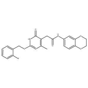N-(2,3-dihydrobenzo[b][1,4]dioxin-6-yl)-2-(2-((2-fluorobenzyl)thio)-4-methyl-6-oxo-1,6-dihydropyrimidin-5-yl)acetamide Structure