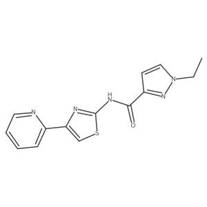 1-ethyl-N-(4-(pyridin-2-yl)thiazol-2-yl)-1H-pyrazole-3-carboxamide结构式