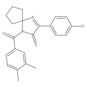 3-(4-Chlorophenyl)-1-(3,4-dimethylbenzoyl)-1,4-diazaspiro[4.4]non-3-ene-2-thione Structure
