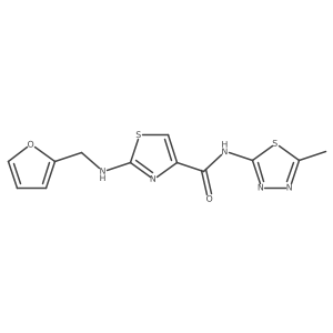 2-[(furan-2-ylmethyl)amino]-N-[(2E)-5-methyl-1,3,4-thiadiazol-2(3H)-ylidene]-1,3-thiazole-4-carboxamide结构式