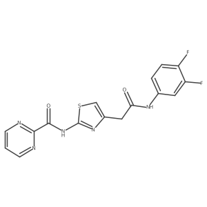 N-(4-(2-((3,4-difluorophenyl)amino)-2-oxoethyl)thiazol-2-yl)pyrimidine-2-carboxamide结构式