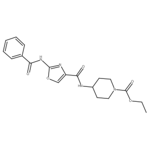 Ethyl 4-(2-benzamidooxazole-4-carboxamido)piperidine-1-carboxylate结构式