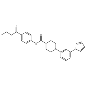 ethyl 4-(1-(6-(1H-imidazol-1-yl)pyrimidin-4-yl)piperidine-4-carboxamido)benzoate Structure