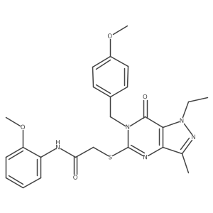 2-({1-ethyl-6-[(4-methoxyphenyl)methyl]-3-methyl-7-oxo-1H,6H,7H-pyrazolo[4,3-d]pyrimidin-5-yl}sulfanyl)-N-(2-methoxyphenyl)acetamide结构式