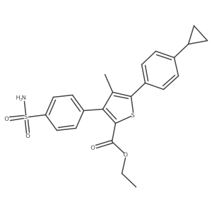 2-Thiophenecarboxylic acid, 3-[4-(aminosulfonyl)phenyl]-5-(4-cyclopropylphenyl)-4-methyl-, ethyl ester Structure