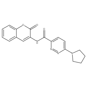 N-(2-oxo-2H-chromen-3-yl)-6-(pyrrolidin-1-yl)pyridazine-3-carboxamide结构式