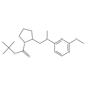 tert-Butyl 2-((methyl(2-(methylthio)pyrimidin-4-yl)amino)methyl)pyrrolidine-1-carboxylate结构式
