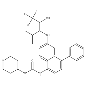 Carbamic acid, [1,2-dihydro-2-oxo-1-[2-oxo-2-[[3,3,3-trifluoro-2-hydroxy-1-(1-methylethyl)propyl]amino]ethyl]-6-phenyl-3-pyridinyl]-, tetrahydro-2H-pyran-4-yl ester结构式
