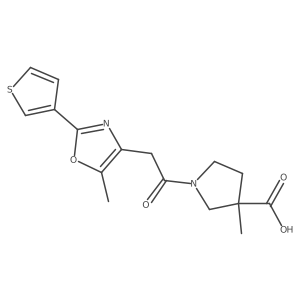 3-Pyrrolidinecarboxylic acid, 3-methyl-1-[2-[5-methyl-2-(3-thienyl)-4-oxazolyl]acetyl]-结构式