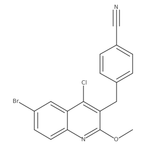 4-((6-Bromo-4-chloro-2-methoxyquinolin-3-yl)methyl)benzonitrile结构式