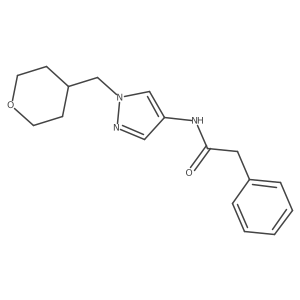 2-phenyl-N-(1-((tetrahydro-2H-pyran-4-yl)methyl)-1H-pyrazol-4-yl)acetamide结构式