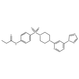 N-(4-((4-(6-(1H-1,2,4-triazol-1-yl)pyrimidin-4-yl)piperazin-1-yl)sulfonyl)phenyl)propionamide结构式