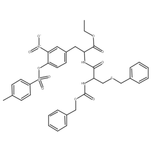 Tyrosine, N-[3-(benzylthio)-N-carboxy-L-alanyl]-3-nitro-, N-benzyl ethyl ester, p-toluenesulfonate (ester), L- Structure