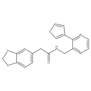2-(benzo[d][1,3]dioxol-5-yl)-N-((3-(thiophen-3-yl)pyrazin-2-yl)methyl)acetamide Structure